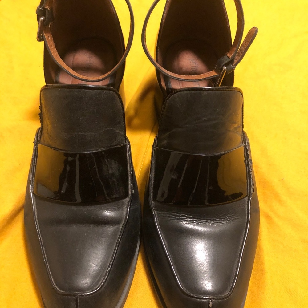 Block heels with a buckle ankle strap